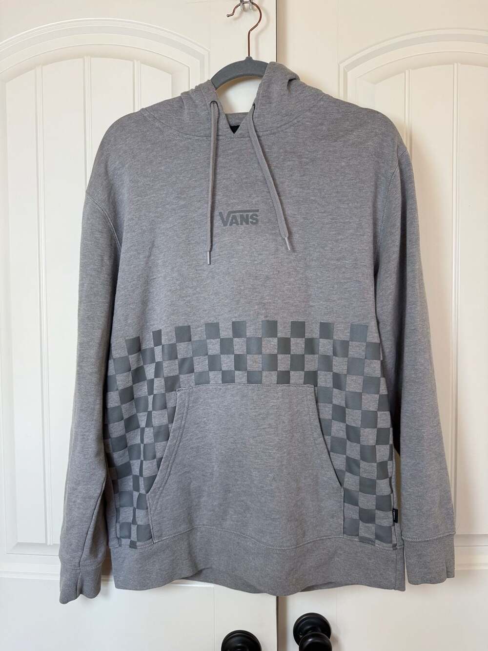 M Vans Off The Wall Hoodie Sweatshirt Men's Gray Checkered Size Medium